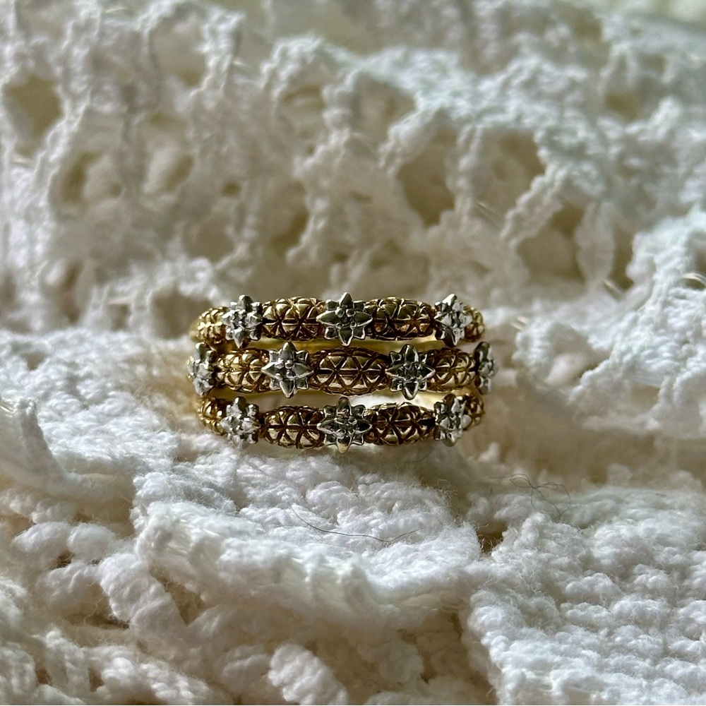 Gold and Silver Floral Ring